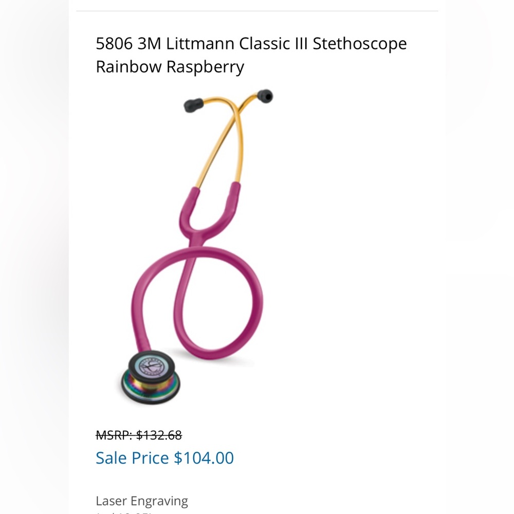 3M Littmann Classic III Stethoscope Rainbow Raspberry